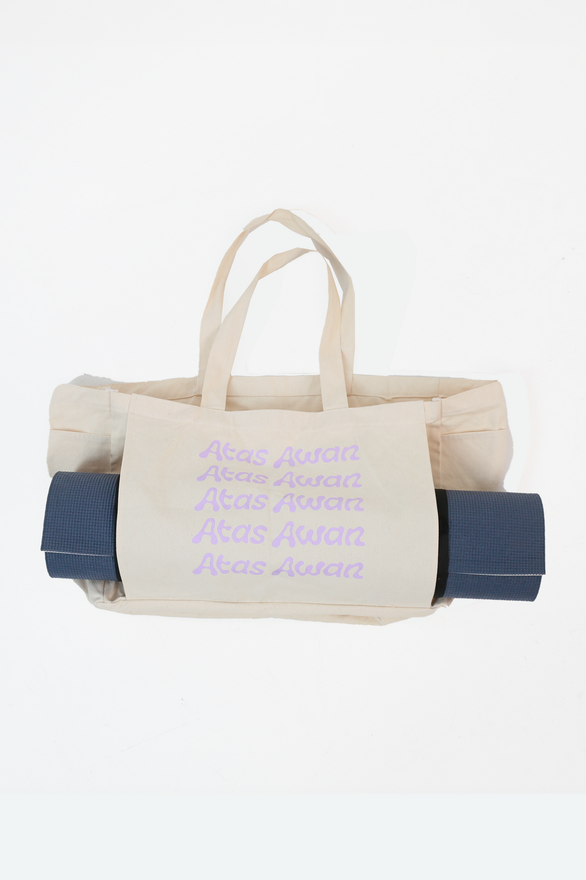 Multi-Pocket Rope/Yoga Tote - Beige – Atas Awan display picture 2